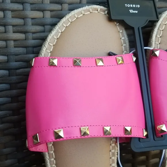 Torrid Hot Pink espadrille Slides Size 10 - Picture 5 of 8